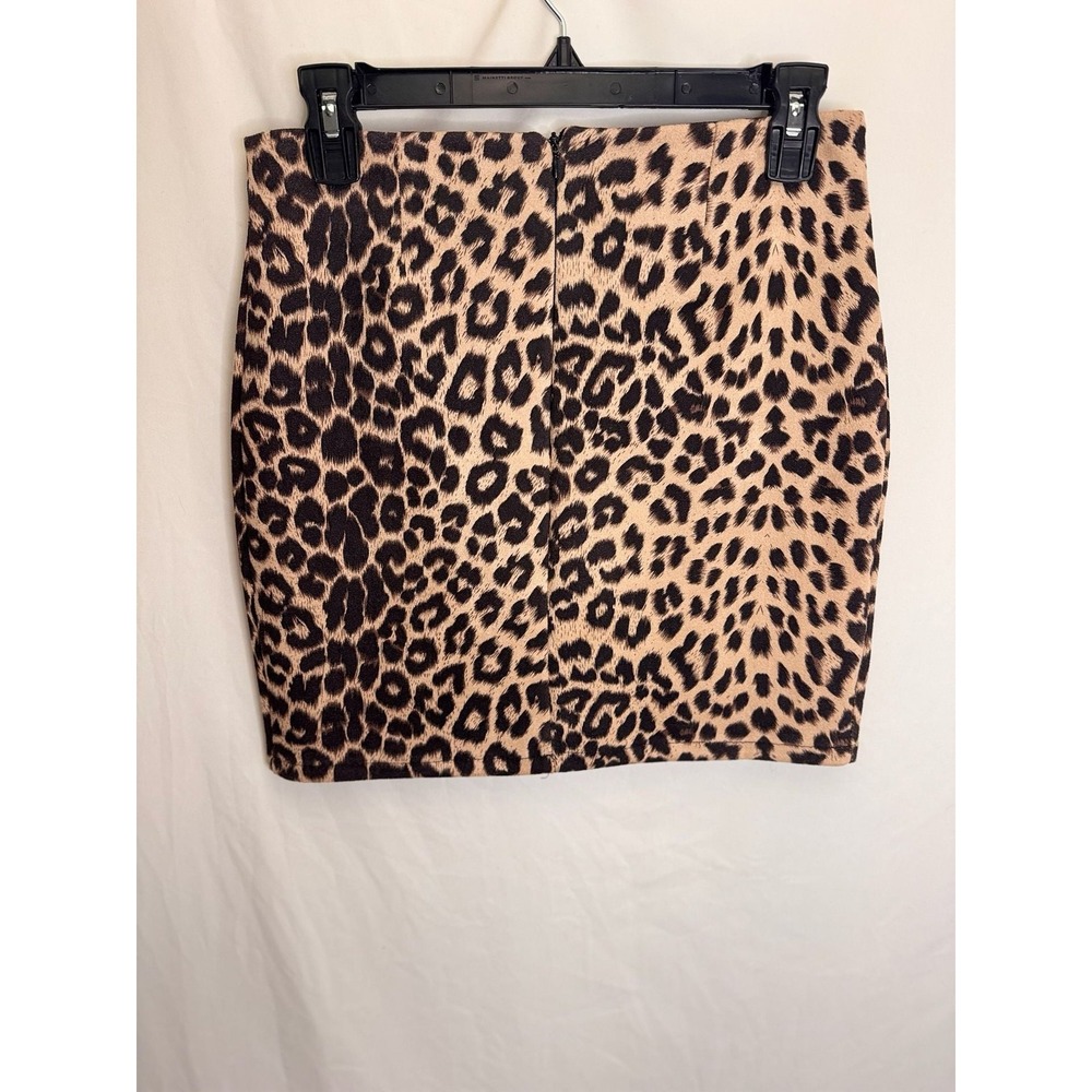 Venti6 - Mini Skirt Leopard Print Bodycon - Brown - M - Womens - Picture 2 of 4